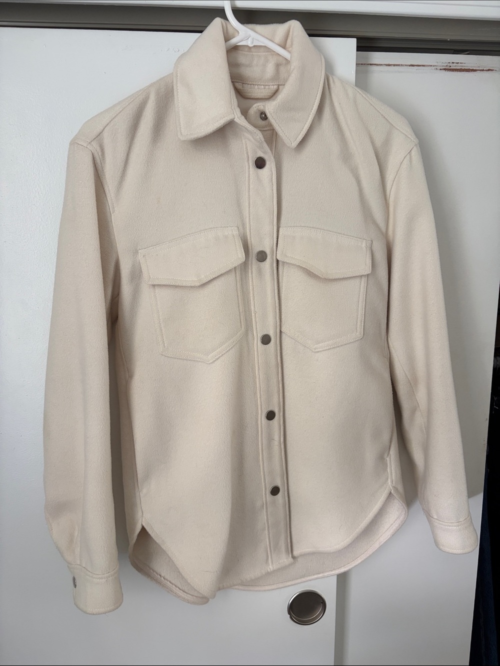 Abercrombie & Fitch Cream Button-Up Utility Shacket